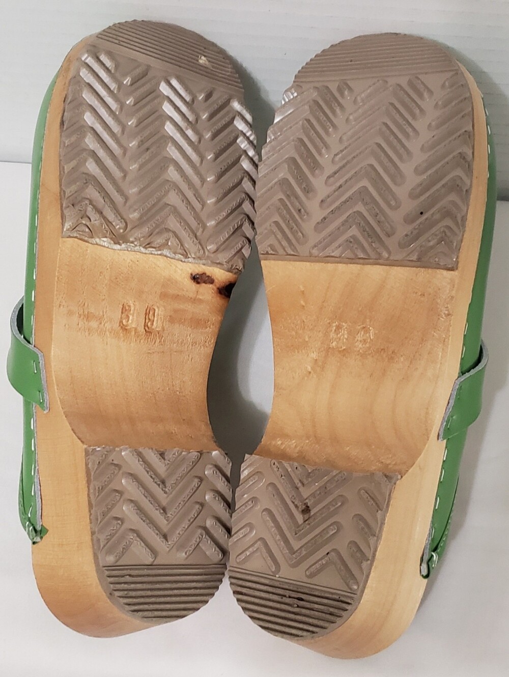 BJORK Maja Wood Open Back Leather Clogs, Size Eu-39 US 8.5-9 Green - Picture 8 of 14